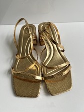 Zara Gold Metallic Block Heel