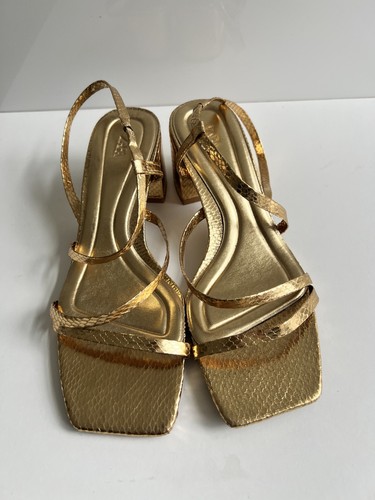 Zara gold metallic block - zara, heel