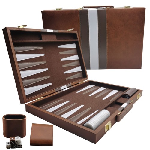 Premium leather backgammon - 18",