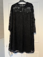 F&F Tesco Black Lace Shift Dress, lined body with 3/4 sleeves in size 20
