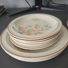 Wedgewood Peach Side Plates and Soup Bowl.  9 Pieces in good condition