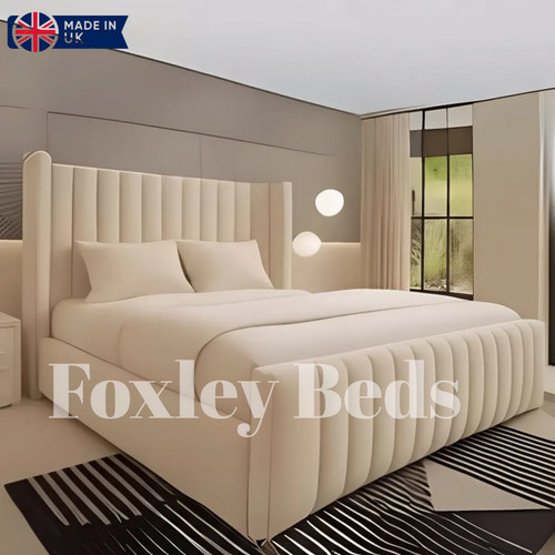 Upholstered bed winged - winged, plush
