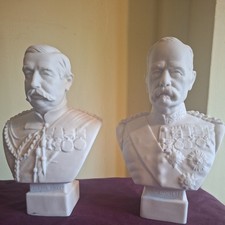 2 Antique Parian Busts Lord Roberts General Buller. W C Lawton 1899 1900 #A