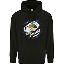 Torn Belize Flag Belizean Day Football Mens 80% Cotton Hoodie