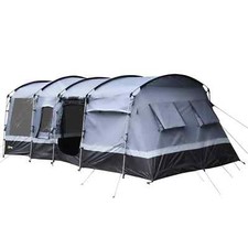 8-Person Camping Tent Tunnel Design with 4 Large Windows - Dark Grey