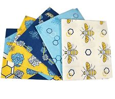 BEES FABRIC BUNDLE 5 PIECE SQUARES OR FAT QUARTERS HONEYCOMBE COTTON MATERIAL