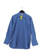 Thomas Pink Men's Shirt Chest: 33 in Blue Checkered 100% Cotton Basic