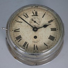 SHIPS PORTHOLE WALL CLOCK working order SMITH EMPIRE seconds hand CASE GRUBBY