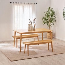 Lynton Large Wooden Rustic Dining Table & 2 Benches