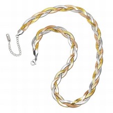 Tri-Color Braided Necklace 18K