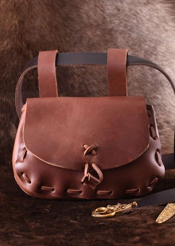 Light brown leather belt - brown, bag