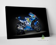 Blue Motorbike Canvas Art Wall Art Sports Car Print Picture Framed Decor -E544