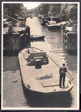 Vintage Dutch Postcard: BARGES