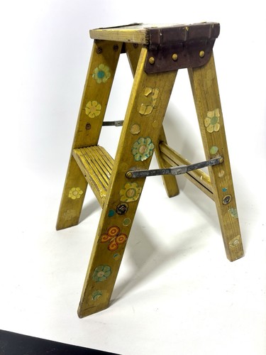 Vintage wooden folding step - vintage,