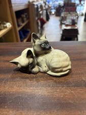 Vintage Mid Century Porcelain Beswick Siamese Cat Kitten Pair Figurine No.1296