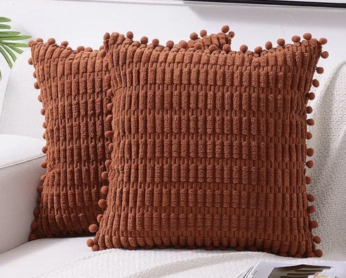 Terracotta pom cushion - terracotta,