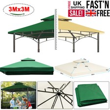 3x3M 2-Tier Waterproof Gazebo Top Replacement Canopy Cover Sunshade Patio Garden