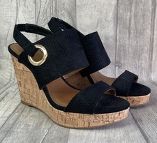 H & M Black Wedge Cork Heel