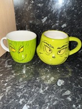 Set Of 2 The Grinch Mug Christmas Novelty Used Unwanted Collectable Gift Props