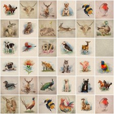 LINEN ANIMAL PICTURE SQUARE