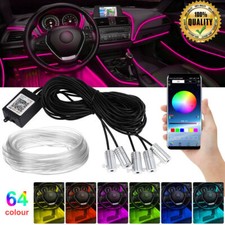 Neon LED Light Trim Glow Optic Fiber Strip Car Interior Ambient Lighting Kit APP