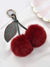 Furry Cherry Keychain Fluffy