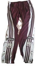 Burgundy Adidas Poppers Original Adibreak Trankpants Size Large Free Postage 