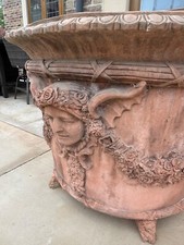 XXL OUTSTANDING STATEMENT- ORNATE MONOLITHIC TERRACOTTA WINGED MAIDEN PLANTERS 