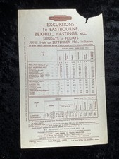 1954 Railway Handbill Worthing Lancing Brighton Plumpton Eastbourne Hastings 