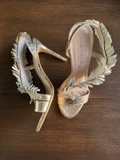 NEW Italian Leather High Heels, Gold & Beige, UK 6.5 (IT40)