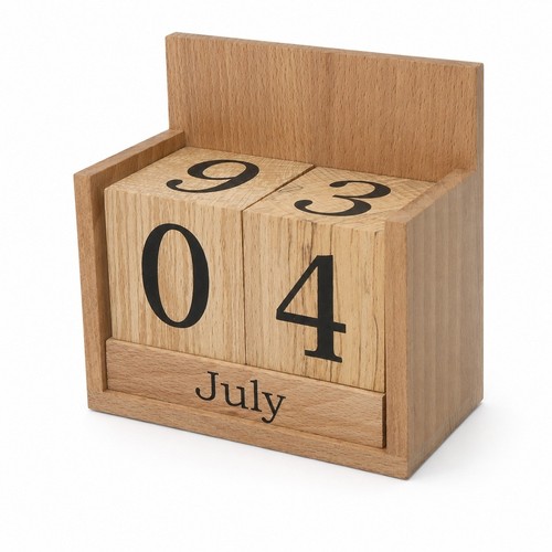 Wooden perpetual desk calendar - wooden,