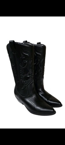 Soda black embroidered boots - embroidered,
