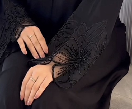 Beaded fancy lace abaya - beaded,