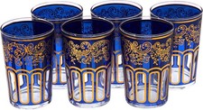 Moroccan Tea Glasses with a Beautiful Classical Moroccan Design Painted and Dec