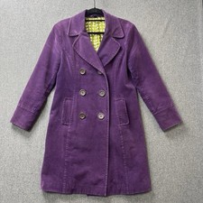 Boden womans coat size 12 purple corduroy double breasted cord