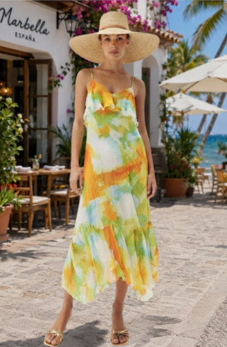Zara ss26 watercolor - watercolor, ruffled