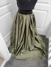 Green Swirl Pattern Handmade Steampunk Skirt Size 12 Polyester Taffeta Unlined