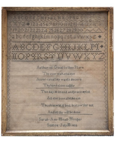 Antique needlework sampler - needlework,