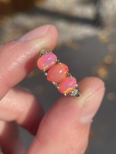 Silver Pink Opal & Diamond Ring 2.1 Grams 925