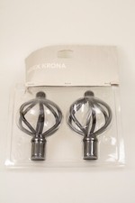 Ikea Index Krona Black metal curtain pole finials New unused