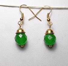 Green Jade earrings - silver