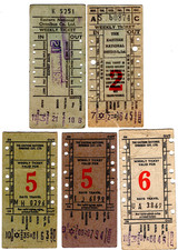 Bus tickets x 5: Eastern National Omnibus Co -  Insert speed Setright weeklys