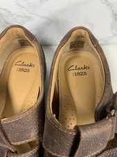 Men's Clarks Recline Open Sandals, Hook & Loop, UK 8.5 Extra Wide, Brown Leather