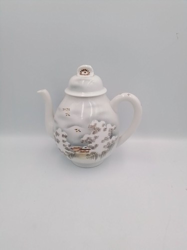 Vintage white ceramic teapot - white,