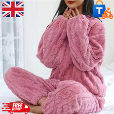 Womens Pyjamas Sets Warm Fleece Loungewear Pjs Winter Fluffy Soft Nightwear UK