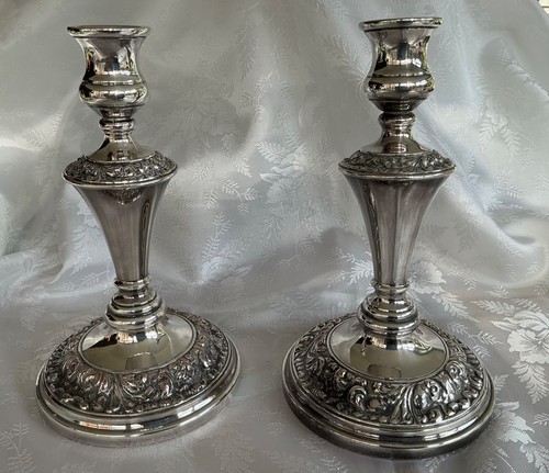 Pair antique ornate silver - pair,