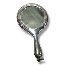 antique sterling silver compact hand mirror pendant hall marked engine turned