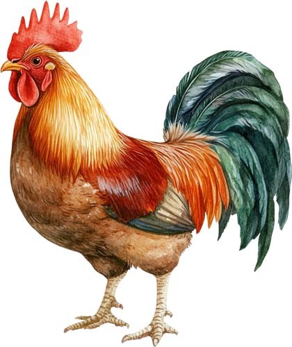 Watercolour rooster kitchen - watercolour,