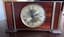 Vintage Metamec 8 Day Wood And Brass Roman Numeral Mantle Clock