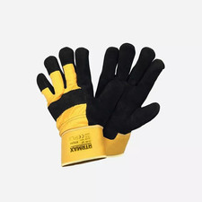Rigger Gloves Gauntlet Heavy-Duty Leather Yellow Black Glove Tanned Quality